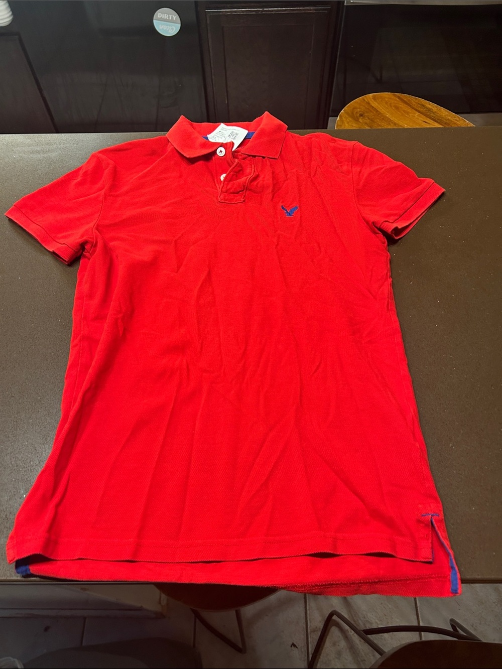 American Eagle Outfitters Red Polo with Contrast Logo
